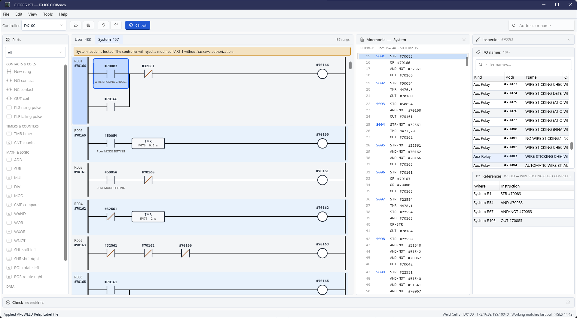 System ladder with the lock banner