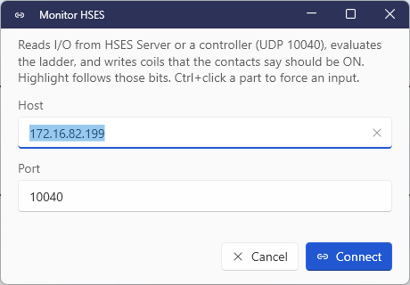Monitor HSES dialog